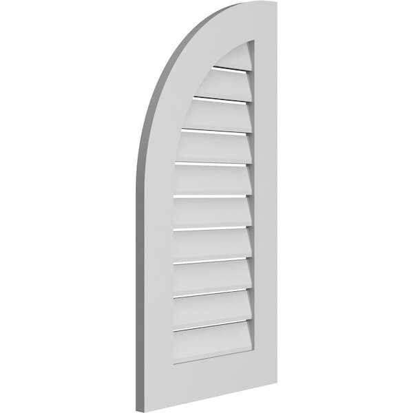 Ekena Millwork Quarter Round Top Left Surface Mount PVC Gable Vent w/ 3-1/2"W x 1"P Standard Frame, 18"W x 36"H - GVPQL18X3601SF