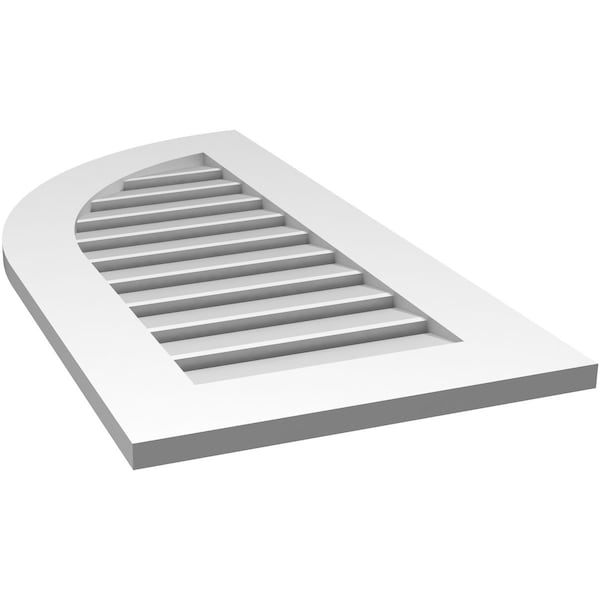 Ekena Millwork Quarter Round Top Left Surface Mount PVC Gable Vent w/ 3-1/2"W x 1"P Standard Frame, 18"W x 36"H - GVPQL18X3601SF
