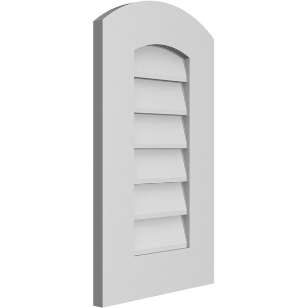 Ekena Millwork Arch Top Surface Mount PVC Gable Vent: Functional, w/ 3-1/2"W x 1"P Standard Frame, 14"W x 24"H - GVPAR14X2401SF