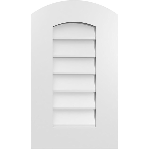 Ekena Millwork Arch Top Surface Mount PVC Gable Vent: Functional, w/ 3-1/2"W x 1"P Standard Frame, 14"W x 24"H - GVPAR14X2401SF