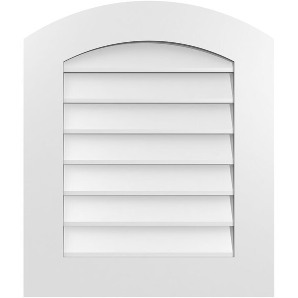 Ekena Millwork Arch Top Surface Mount PVC Gable Vent: Functional, w/ 3-1/2"W x 1"P Standard Frame, 22"W x 26"H - GVPAR22X2601SF