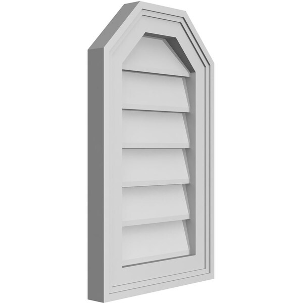 Ekena Millwork Octagonal Top Surface Mount PVC Gable Vent w/ 2"W x 1-1/2"P Brickmould Frame, 12"W x 20"H - GVPOT12X2002SN