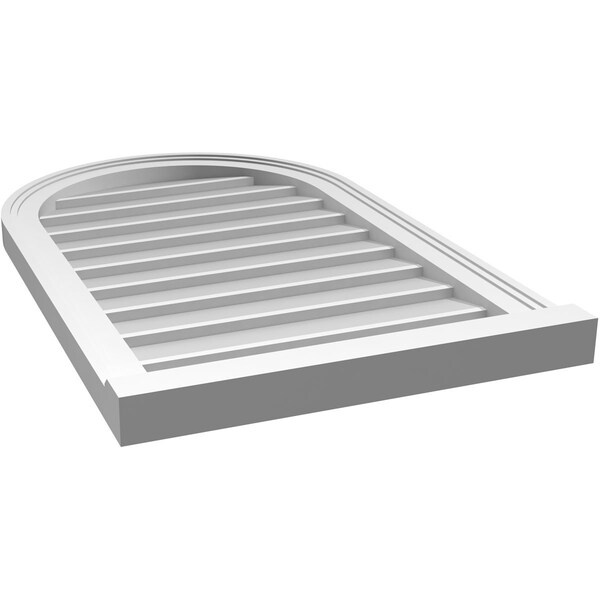 Ekena Millwork Round Top Surface Mount PVC Gable Vent w/ 2"W x 2"P Brickmould Sill Frame, 20"W x 32"H - GVPRT20X3203SN