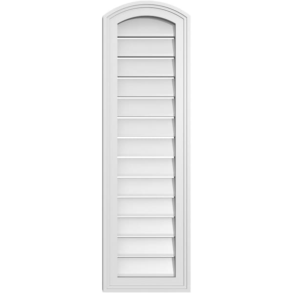 Ekena Millwork Arch Top Surface Mount PVC Gable Vent: Non-Functional, w/2"W x 1-1/2"P Brickmould Frame, 12"W x 38"H - GVPAR12X3802SN