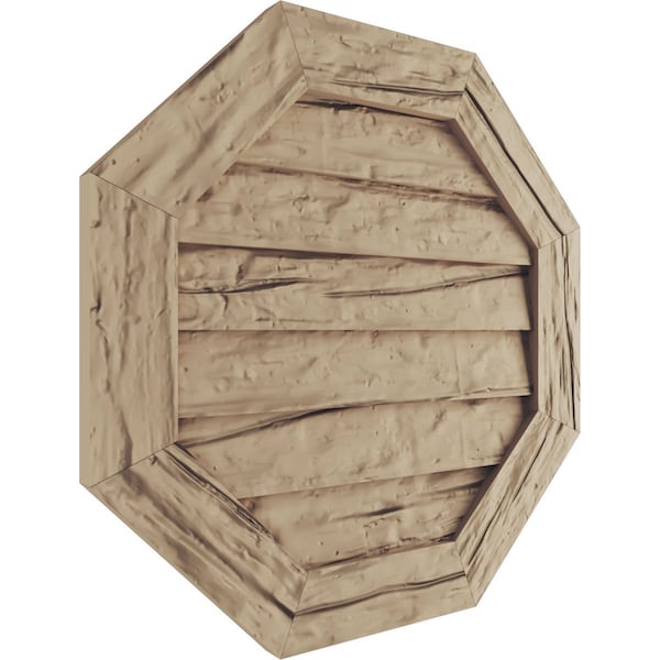 Ekena Millwork Timberthane Riverwood Octagonal Faux Wood Non-Functional Gable Vent, Primed Tan, 18"W x 18"H - GVUROC18X18DRWPR
