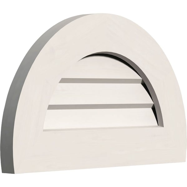 Ekena Millwork Half Round Gable Vent Non-Functional, PVC Gable Vent w/ 1" x 4" Flat Trim Frame, 28"W x 14"H - GVPHR28X1401DUN