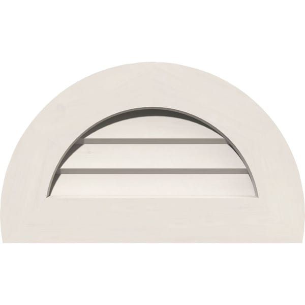 Ekena Millwork Half Round Gable Vent Non-Functional, PVC Gable Vent w/ 1" x 4" Flat Trim Frame, 28"W x 14"H - GVPHR28X1401DUN