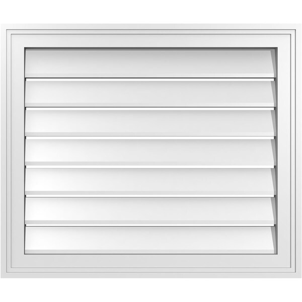 Ekena Millwork Vertical Surface Mount PVC Gable Vent: Functional, w/ 2"W x 1-1/2"P Brickmould Frame, 26"W x 22"H - GVPVE26X2202SF