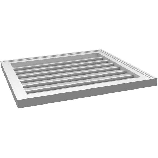 Ekena Millwork Vertical Surface Mount PVC Gable Vent: Functional, w/ 2"W x 1-1/2"P Brickmould Frame, 26"W x 22"H - GVPVE26X2202SF