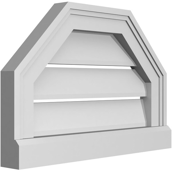 Ekena Millwork Octagonal Top Surface Mount PVC Gable Vent w/ 2"W x 2"P Brickmould Sill Frame, 18"W x 12"H - GVPOT18X1203SF