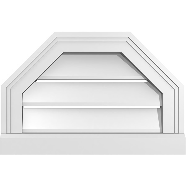 Ekena Millwork Octagonal Top Surface Mount PVC Gable Vent w/ 2"W x 2"P Brickmould Sill Frame, 18"W x 12"H - GVPOT18X1203SF