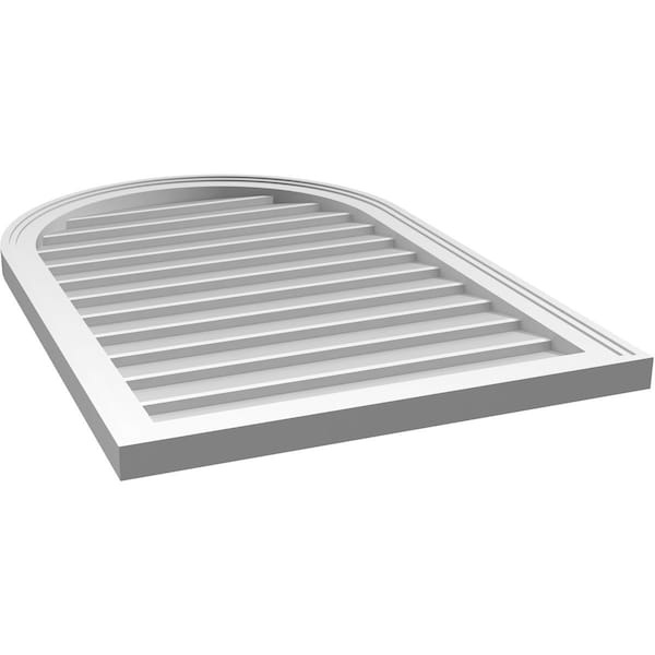 Ekena Millwork Round Top Surface Mount PVC Gable Vent w/ 2"W x 1-1/2"P Brickmould Frame, 24"W x 36"H - GVPRT24X3602SN