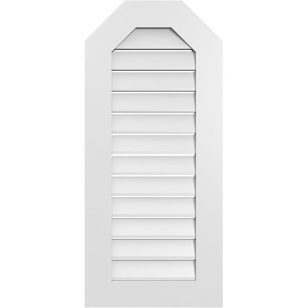 Ekena Millwork Octagonal Top Surface Mount PVC Gable Vent: Functional, w/ 3-1/2"W x 1"P Standard Frame, 18"W x 40"H - GVPOT18X4001SF