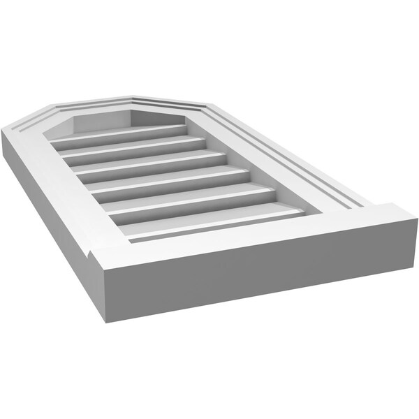 Ekena Millwork Octagonal Top Surface Mount PVC Gable Vent w/ 2"W x 2"P Brickmould Sill Frame, 12"W x 22"H - GVPOT12X2203SF