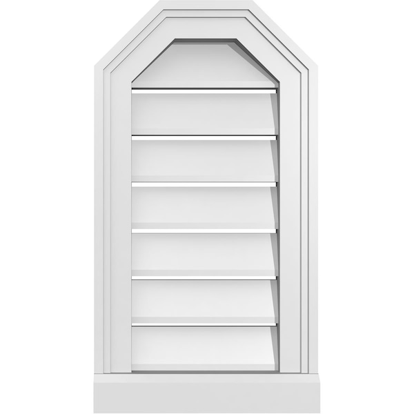 Ekena Millwork Octagonal Top Surface Mount PVC Gable Vent w/ 2"W x 2"P Brickmould Sill Frame, 12"W x 22"H - GVPOT12X2203SF