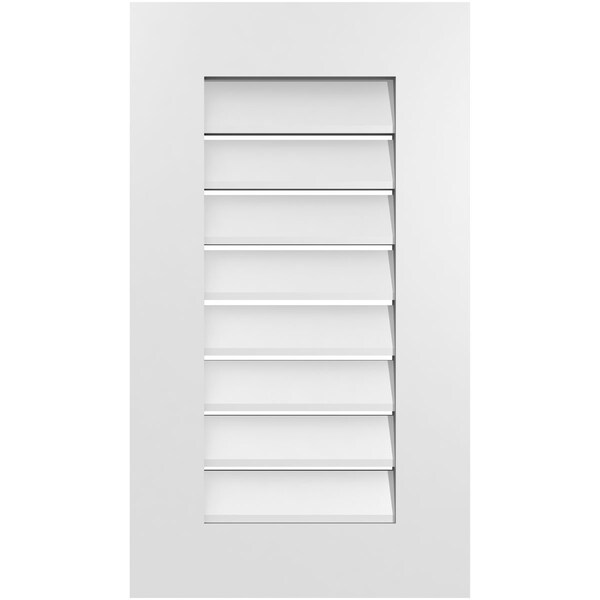 Ekena Millwork Vertical Surface Mount PVC Gable Vent: Functional, w/ 3-1/2"W x 1"P Standard Frame, 16"W x 28"H - GVPVE16X2801SF