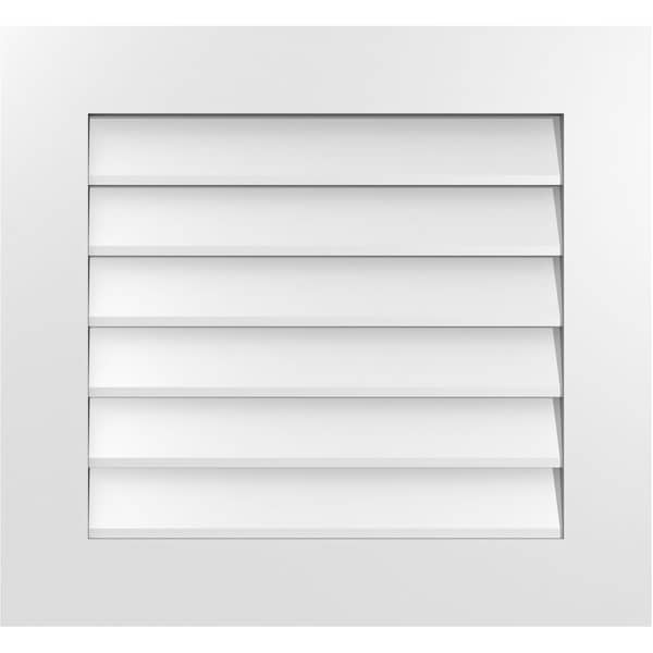 Ekena Millwork Vertical Surface Mount PVC Gable Vent: Non-Functional, w/ 3-1/2"W x 1"P Standard Frame, 26"W x 24"H - GVPVE26X2401SN
