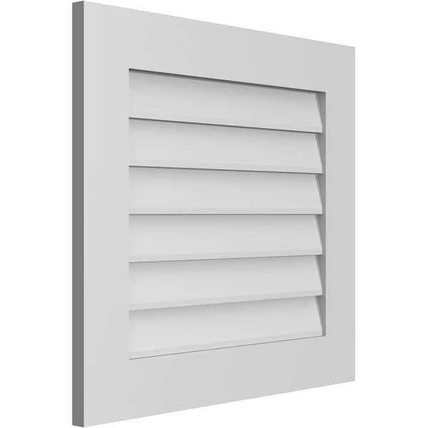 Ekena Millwork Vertical Surface Mount PVC Gable Vent: Non-Functional, w/ 3-1/2"W x 1"P Standard Frame, 26"W x 24"H - GVPVE26X2401SN