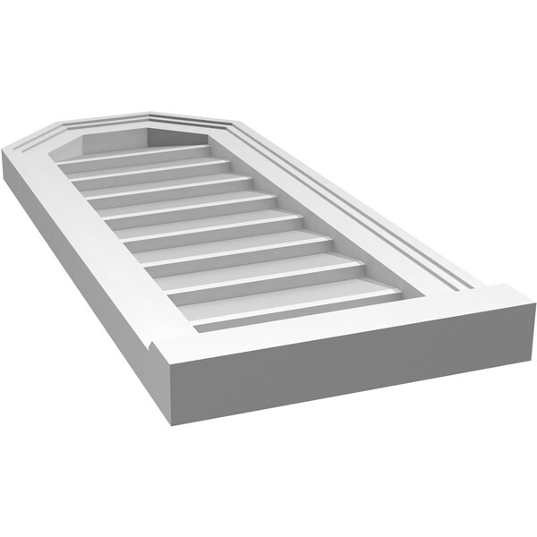 Ekena Millwork Octagonal Top Surface Mount PVC Gable Vent w/ 2"W x 2"P Brickmould Sill Frame, 12"W x 28"H - GVPOT12X2803SN