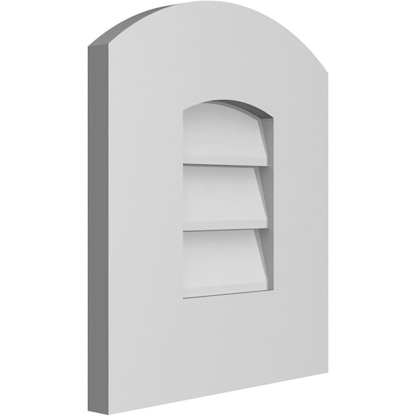 Ekena Millwork Arch Top Surface Mount PVC Gable Vent: Functional, w/ 3-1/2"W x 1"P Standard Frame, 12"W x 14"H - GVPAR12X1401SF
