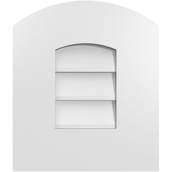 Ekena Millwork Arch Top Surface Mount PVC Gable Vent: Functional, w/ 3-1/2"W x 1"P Standard Frame, 12"W x 14"H - GVPAR12X1401SF