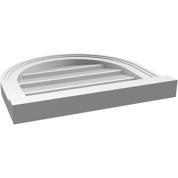 Ekena Millwork Round Top Surface Mount PVC Gable Vent w/ 2"W x 2"P Brickmould Sill Frame, 18"W x 16"H - GVPRT18X1603SN