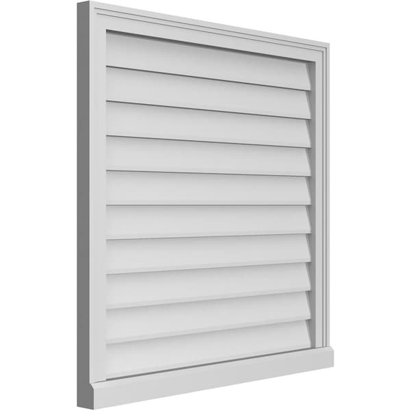 Ekena Millwork Vertical Surface Mount PVC Gable Vent w/ 2"W x 2"H , Brickmould Sill Frame, 32"W x 32"H - GVPVE32X3203SN