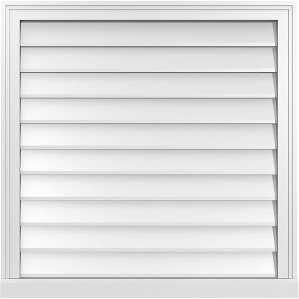 Ekena Millwork Vertical Surface Mount PVC Gable Vent w/ 2"W x 2"H , Brickmould Sill Frame, 32"W x 32"H - GVPVE32X3203SN