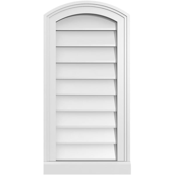 Ekena Millwork Arch Top Surface Mount PVC Gable Vent: Functional, w/ 2"W x 2"P Brickmould Sill Frame, 14"W x 28"H - GVPAR14X2803SF