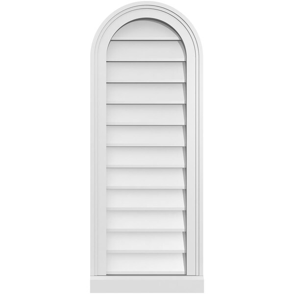 Ekena Millwork Round Top Surface Mount PVC Gable Vent w/ 2"W x 2"P Brickmould Sill Frame, 14"W x 36"H - GVPRT14X3603SN