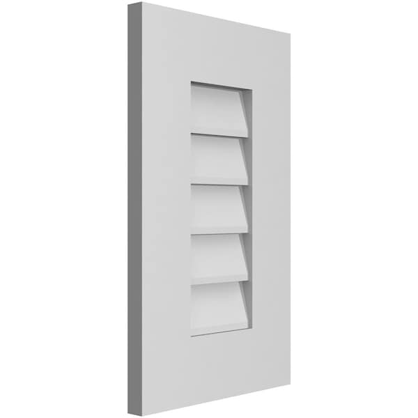 Ekena Millwork Vertical Surface Mount PVC Gable Vent: Non-Functional, w/ 3-1/2"W x 1"P Standard Frame, 12"W x 20"H - GVPVE12X2001SN