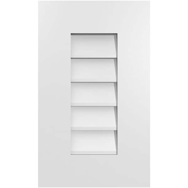 Ekena Millwork Vertical Surface Mount PVC Gable Vent: Non-Functional, w/ 3-1/2"W x 1"P Standard Frame, 12"W x 20"H - GVPVE12X2001SN