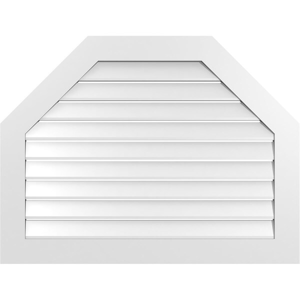 Ekena Millwork Octagonal Top Surface Mount PVC Gable Vent: Functional, w/ 3-1/2"W x 1"P Standard Frame, 42"W x 32"H - GVPOT42X3201SF