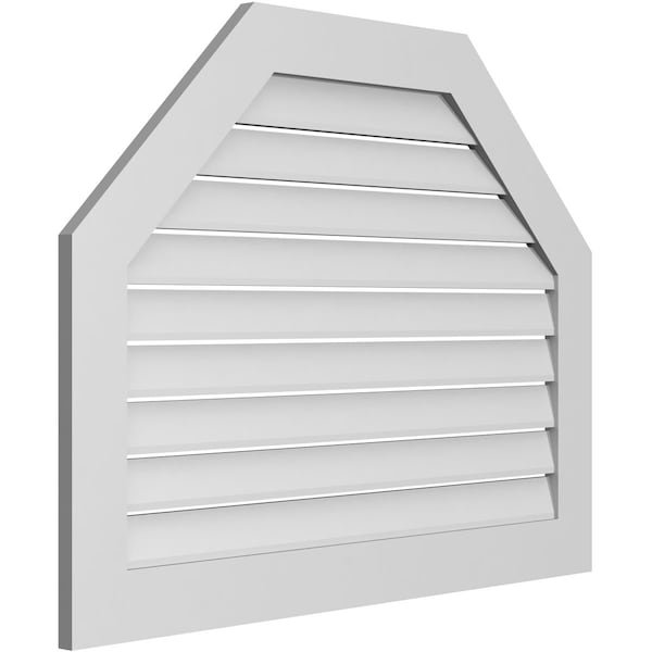 Ekena Millwork Octagonal Top Surface Mount PVC Gable Vent: Functional, w/ 3-1/2"W x 1"P Standard Frame, 42"W x 32"H - GVPOT42X3201SF