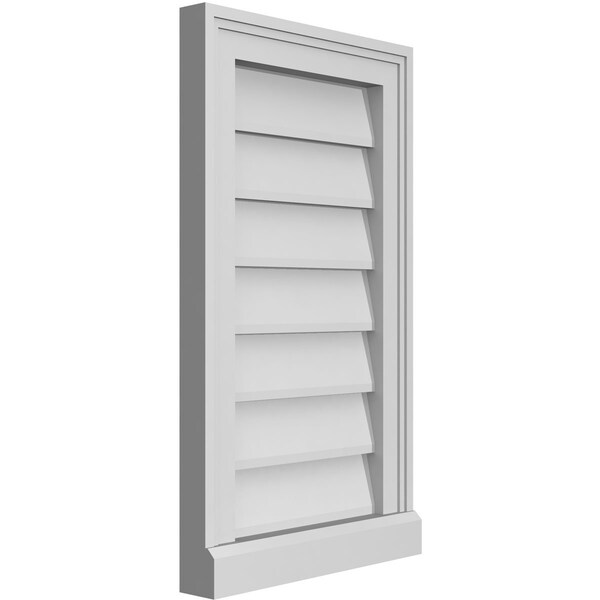 Ekena Millwork Vertical Surface Mount PVC Gable Vent w/ 2"W x 2"H , Brickmould Sill Frame, 14"W x 24"H - GVPVE14X2403SN
