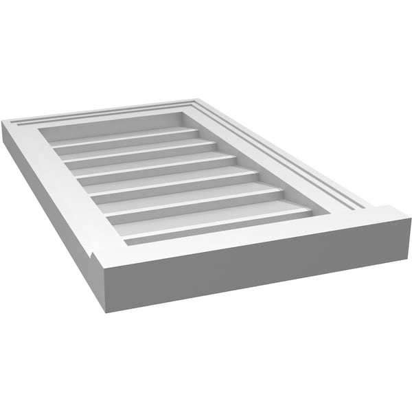 Ekena Millwork Vertical Surface Mount PVC Gable Vent w/ 2"W x 2"H , Brickmould Sill Frame, 14"W x 24"H - GVPVE14X2403SN