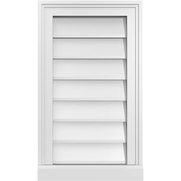 Ekena Millwork Vertical Surface Mount PVC Gable Vent w/ 2"W x 2"H , Brickmould Sill Frame, 14"W x 24"H - GVPVE14X2403SN