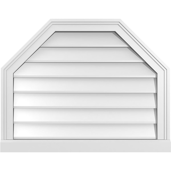 Ekena Millwork Octagonal Top Surface Mount PVC Gable Vent w/ 2"W x 2"P Brickmould Sill Frame, 28"W x 22"H - GVPOT28X2203SN