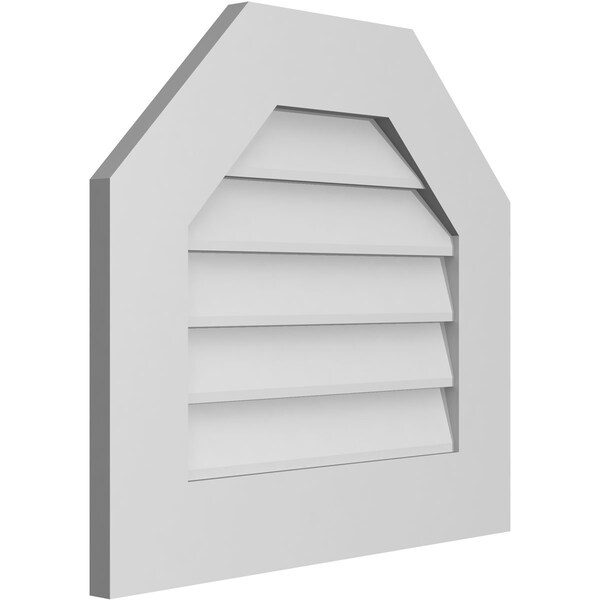 Ekena Millwork Octagonal Top Surface Mount PVC Gable Vent w/ 3-1/2"W x 1"P Standard Frame, 22"W x 20"H - GVPOT22X2001SN