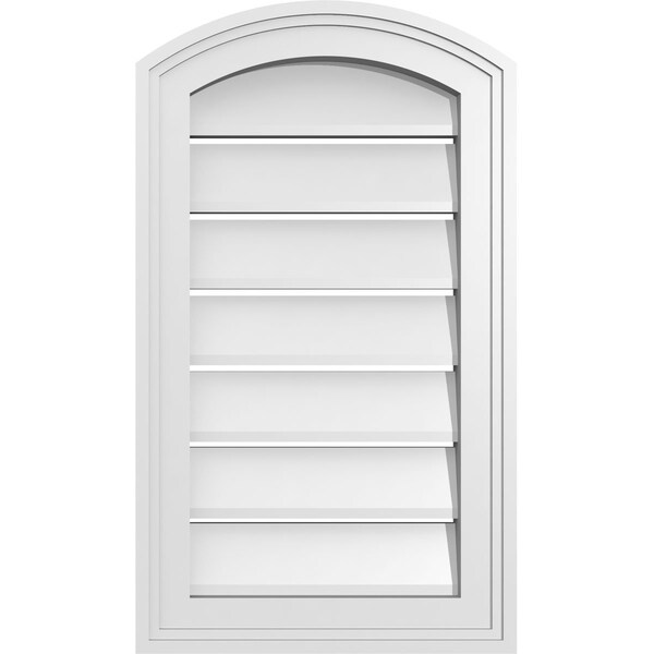 Ekena Millwork Arch Top Surface Mount PVC Gable Vent: Non-Functional, w/2"W x 1-1/2"P Brickmould Frame, 14"W x 22"H - GVPAR14X2202SN