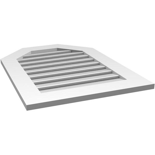 Ekena Millwork Octagonal Top Surface Mount PVC Gable Vent: Functional, w/ 3-1/2"W x 1"P Standard Frame, 24"W x 32"H - GVPOT24X3201SF
