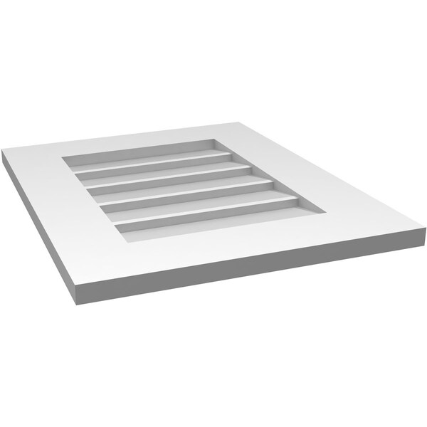 Ekena Millwork Vertical Surface Mount PVC Gable Vent: Non-Functional, w/ 3-1/2"W x 1"P Standard Frame, 18"W x 22"H - GVPVE18X2201SN