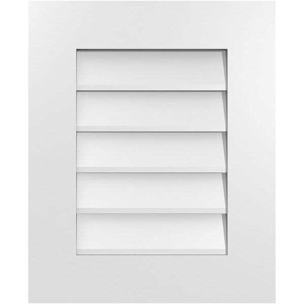 Ekena Millwork Vertical Surface Mount PVC Gable Vent: Non-Functional, w/ 3-1/2"W x 1"P Standard Frame, 18"W x 22"H - GVPVE18X2201SN