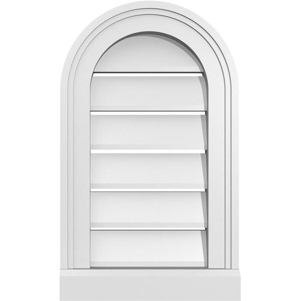 Ekena Millwork Round Top Surface Mount PVC Gable Vent: Functional, w/ 2"W x 2"P Brickmould Sill Frame, 12"W x 20"H - GVPRT12X2003SF