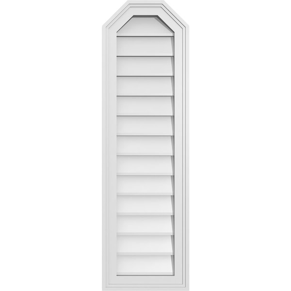 Ekena Millwork Octagonal Top Surface Mount PVC Gable Vent w/ 2"W x 1-1/2"P Brickmould Frame, 12"W x 40"H - GVPOT12X4002SN
