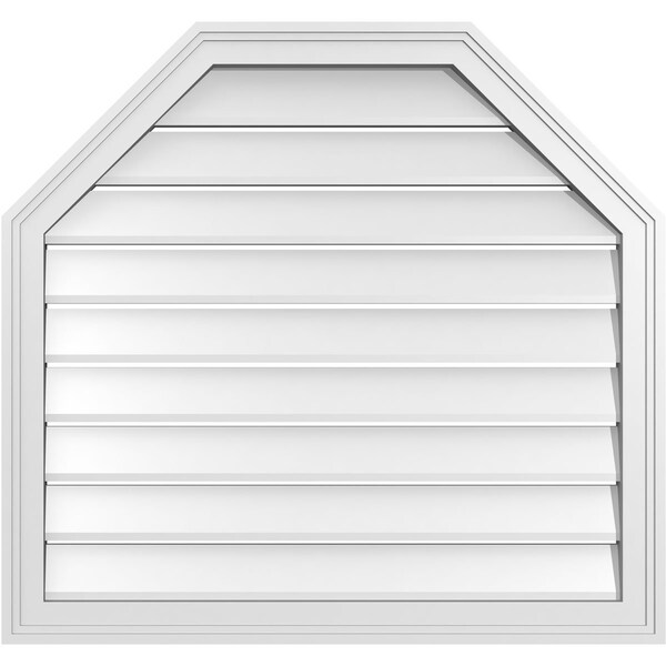 Ekena Millwork Octagonal Top Surface Mount PVC Gable Vent w/ 2"W x 1-1/2"P Brickmould Frame, 32"W x 30"H - GVPOT32X3002SF