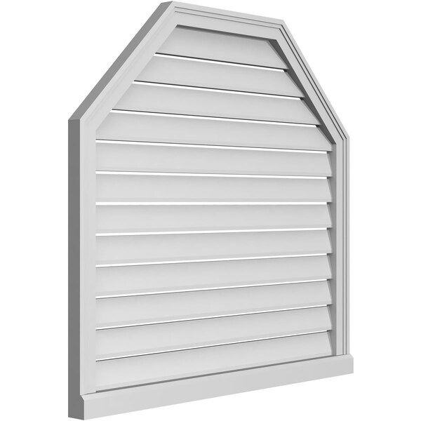 Ekena Millwork Octagonal Top Surface Mount PVC Gable Vent w/ 2"W x 2"P Brickmould Sill Frame, 38"W x 36"H - GVPOT38X3603SF