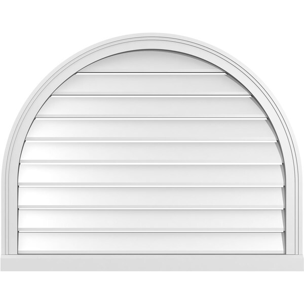 Ekena Millwork Round Top Surface Mount PVC Gable Vent: Functional, w/ 2"W x 2"P Brickmould Sill Frame, 38"W x 30"H - GVPRT38X3003SF