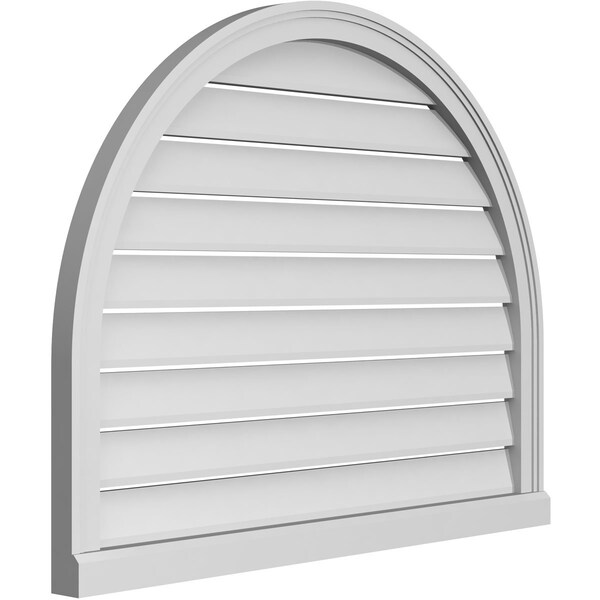 Ekena Millwork Round Top Surface Mount PVC Gable Vent: Functional, w/ 2"W x 2"P Brickmould Sill Frame, 38"W x 30"H - GVPRT38X3003SF