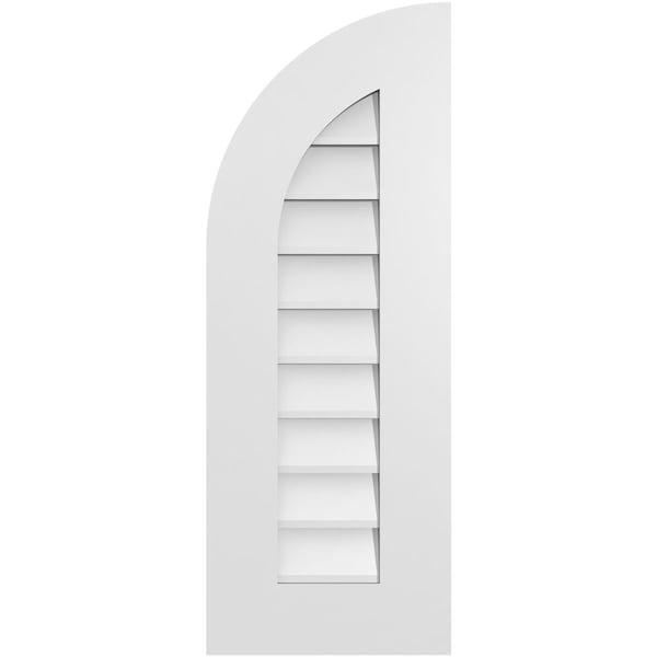 Ekena Millwork Quarter Round Top Left Surface Mount PVC Gable Vent w/ 3-1/2"W x 1"P Standard Frame, 12"W x 32"H - GVPQL12X3201SN
